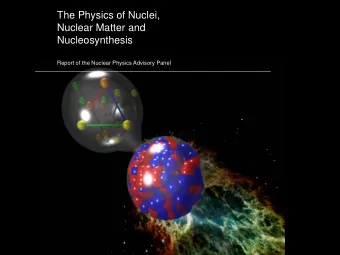 The Physics of Nuclei,  Nuclear Matter and  Nucleosynthesis  Report of the Nuclear Physics Advisory