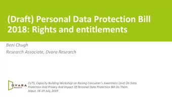 (Draft) Personal Data Protection Bill  2018: Rights and entitlements  Beni Chugh  Research