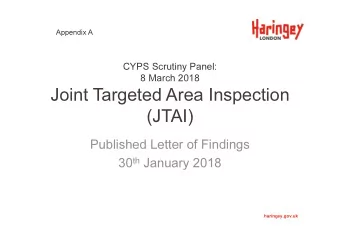 Joint Targeted Area Inspection  (JTAI)  (JTAI)  Published Letter of Findings 30 th January 2018