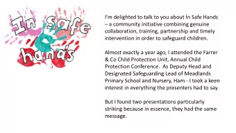 Almost exactly a year ago, I attended the Farrer  &amp; Co Child Protection Unit, Annual Child