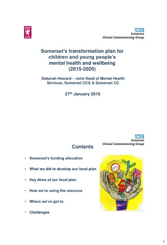 Somersets transformation plan for children and young peoples mental health and wellbeing