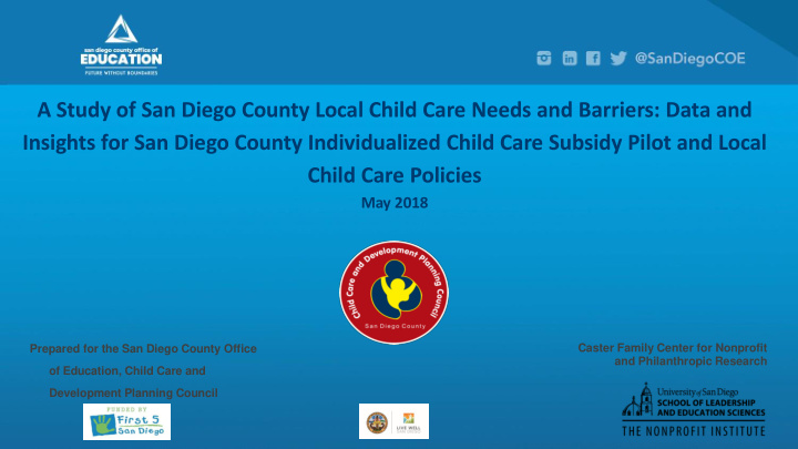 a study of san diego county local child care needs and