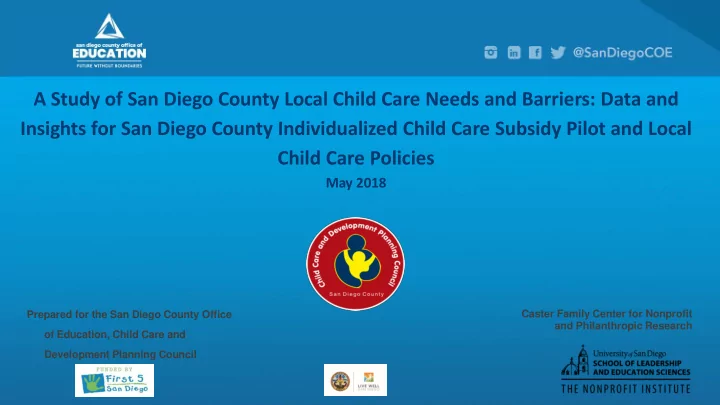 a study of san diego county local child care needs and
