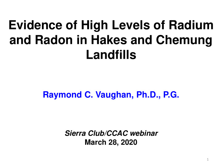 evidence of high levels of radium
