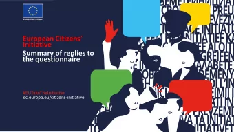 Initiative  Summary of replies to  the questionnaire  #EUTakeTheInitiative