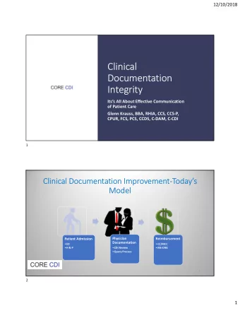 Clinical  Documentation  Integrity  Itss All About Effective Communication  of Patient Care