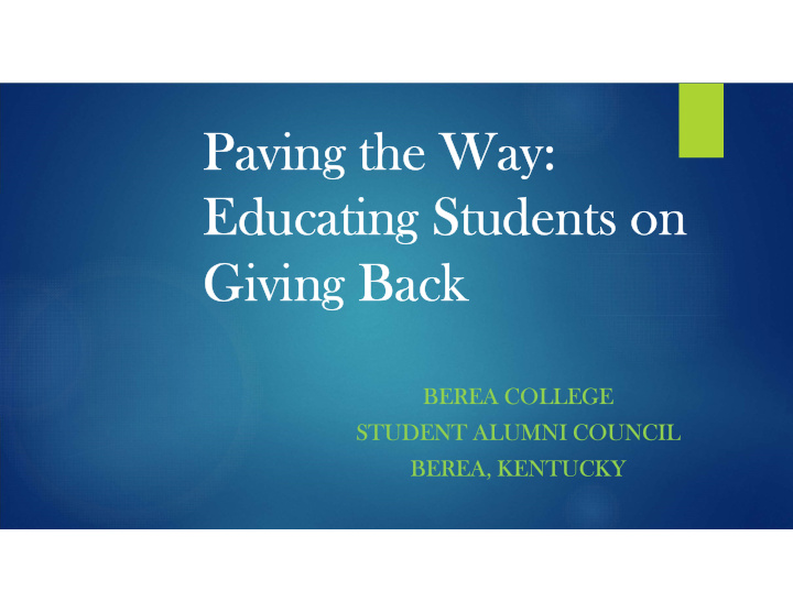 paving the way educating students on giving back