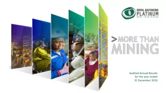 31 December 2016  CONTENTS  CONTENTS  OVERVIEW  MARKET REVIEW  OPERATIONAL REVIEW  FINANCIAL REVIEW