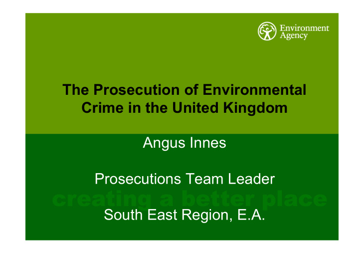 the prosecution of environmental crime in the united