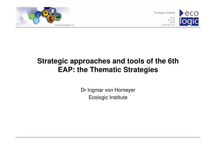 strategic approaches and tools of the 6th eap the