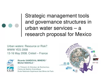 Strategic management tools  and governance structures in  urban water services  a  research