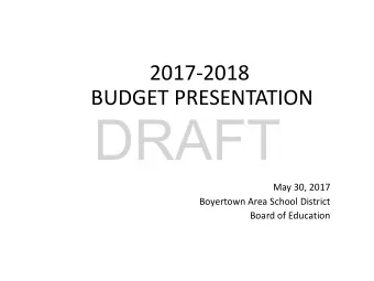 DRAFT  May 30, 2017  Boyertown Area School District  Board of Education  2016 Berks County Schools
