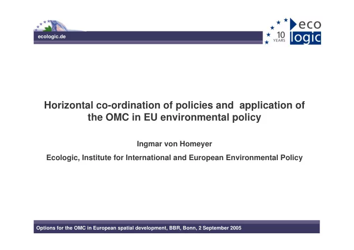 horizontal co ordination of policies and application of