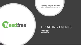 UPDATING EVENTS  2020 30 th January  Harper Adams University  HAU, Shropshire 4 th February