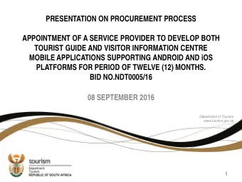 APPOINTMENT OF A SERVICE PROVIDER TO DEVELOP BOTH  TOURIST GUIDE AND VISITOR INFORMATION CENTRE