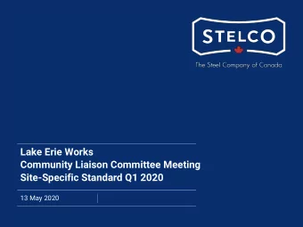 Lake Erie Works  Community Liaison Committee Meeting  Site-Specific Standard Q1 2020  13 May 2020