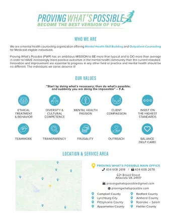 TEAMWORK  TRANSPARENCY  FRUGALITY  OUTREACH  BALANCE  (SELF-CARE)  LOCATION &amp; SERVICE AREA