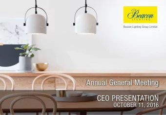 Annual General Meeting  CEO PRESENTATION  OCTOBER 11, 2016  DISCLAIMER  The Presentation contains