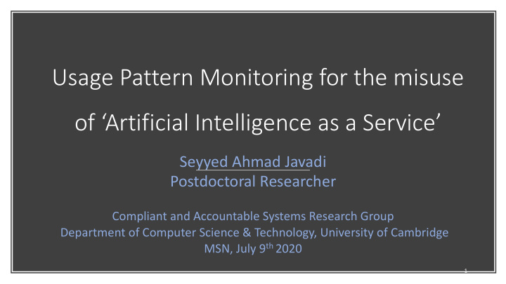 usage pattern monitoring for the misuse of artificial