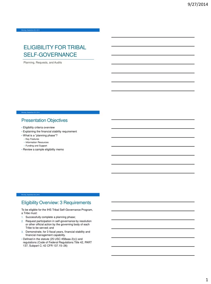 eligibility for tribal self governance