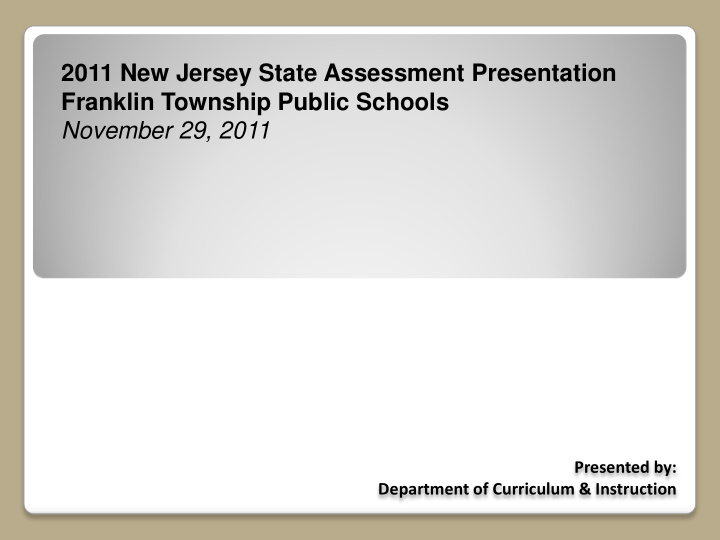 2011 new jersey state assessment presentation franklin