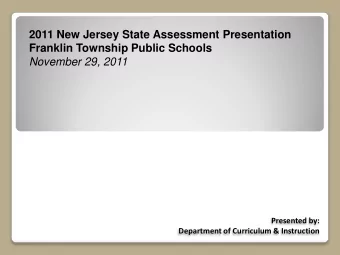 2011 New Jersey State Assessment Presentation  Franklin Township Public Schools  November 29, 2011