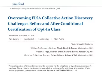 Overcoming FLSA Collective Action Discovery  Challenges Before and After Conditional  Certification