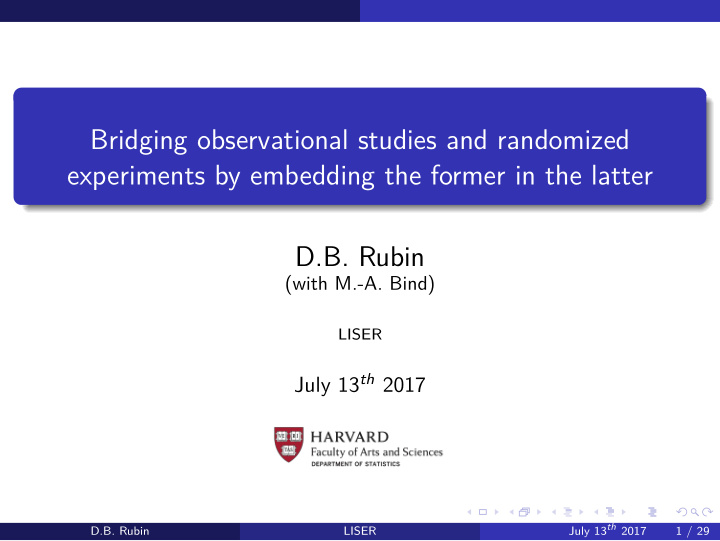 bridging observational studies and randomized experiments