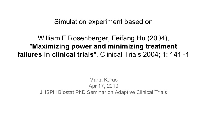 simulation experiment based on william f rosenberger
