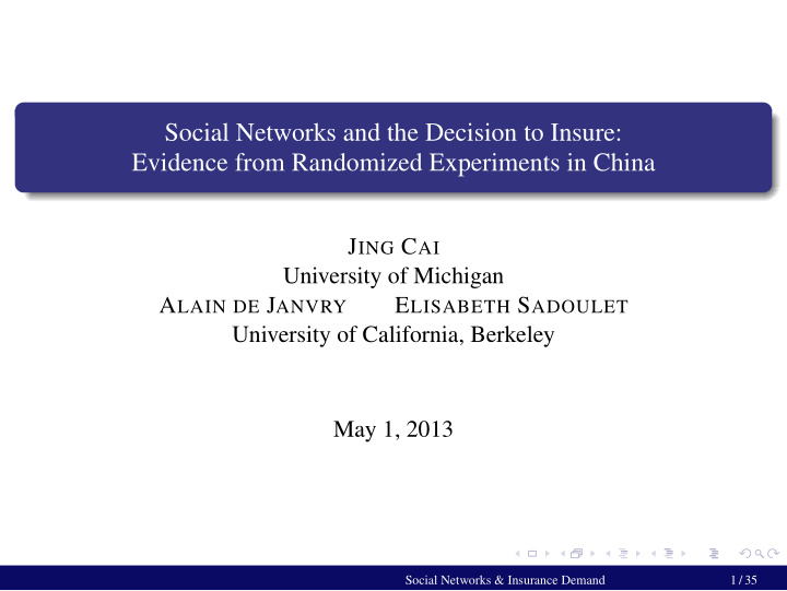 social networks and the decision to insure evidence from