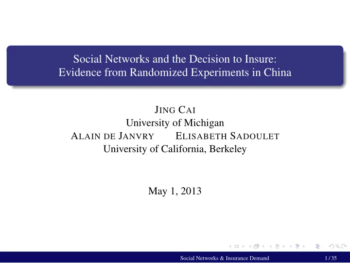 social networks and the decision to insure evidence from