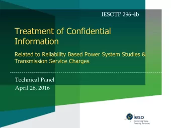 Information  Related to Reliability Based Power System Studies &amp;  Transmission Service Charges