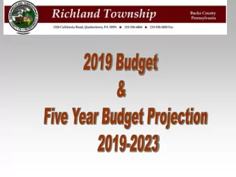 2019 Budget Background    On General Fund/Township side, we are OK with revenues  balancing