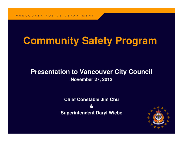 community safety program