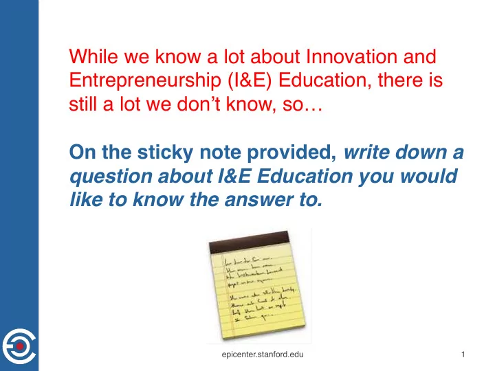 while we know a lot about innovation and entrepreneurship