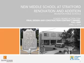 NEW MIDDLE SCHOOL AT STRATFORD  RENOVATION AND ADDITION  ARLINGTON PUBLIC SCHOOLS  SCHOOL BOARD