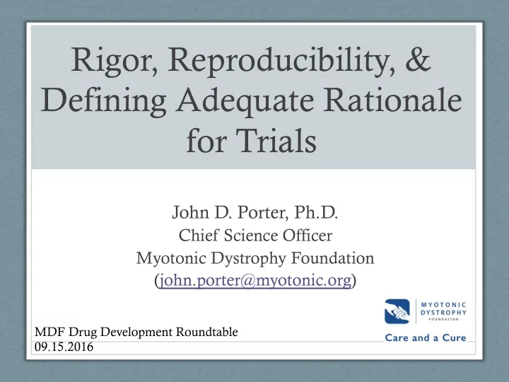 rigor reproducibility amp defining adequate rationale