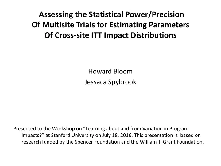 assessing the statistical power precision of multisite