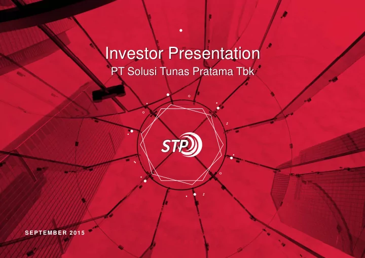 investor presentation investor presentation