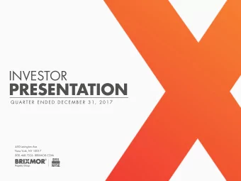 PRESENTATION  Q U A R T E R  E N D E D  D E C E M B E R  3 1 ,  2 0 1 7  450 Lexington Ave  New