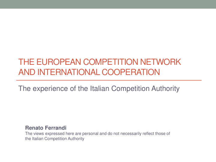 the european competition network and international
