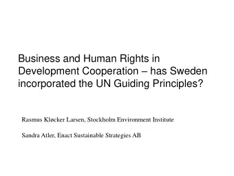 Business and Human Rights in Development Cooperation  has Sweden  incorporated the UN Guiding