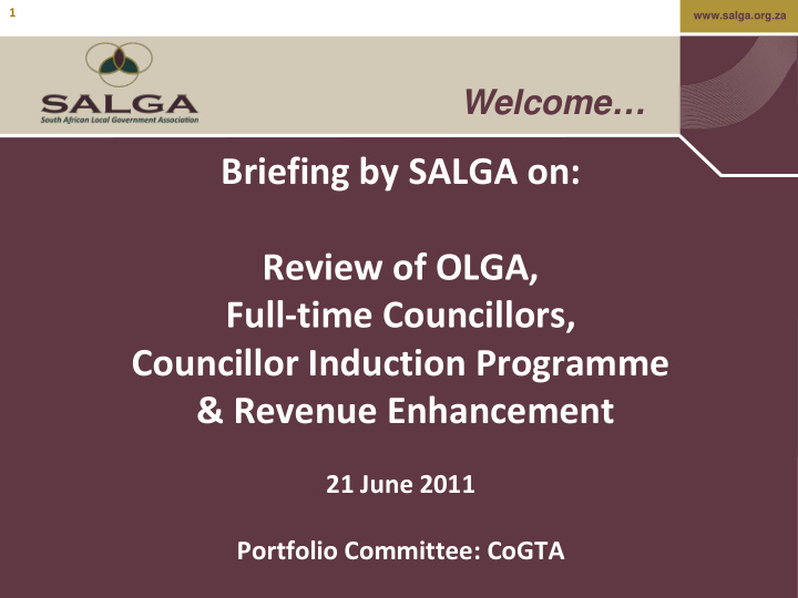 briefing by salga on review of olga full time councillors