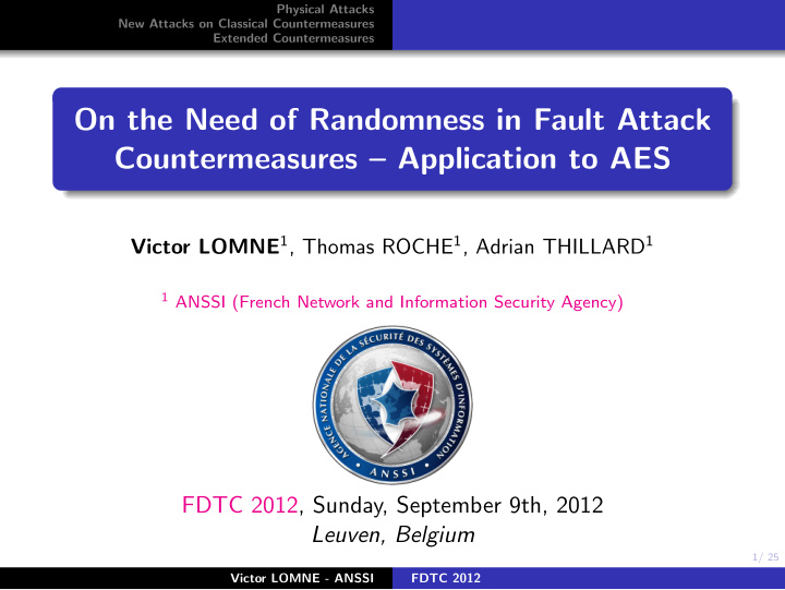 on the need of randomness in fault attack countermeasures