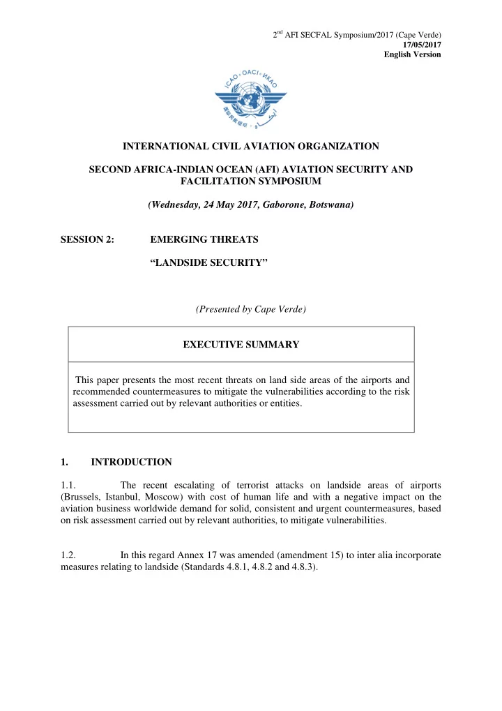 international civil aviation organization second africa