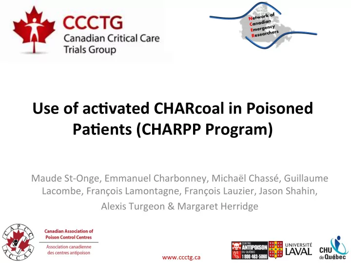use of ac vated charcoal in poisoned pa ents charpp