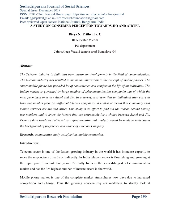 seshadripuram journal of social sciences