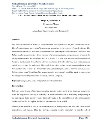Seshadripuram Journal of Social Sciences  Special Issue, December 2019  ISSN: 2581-6748, Journal