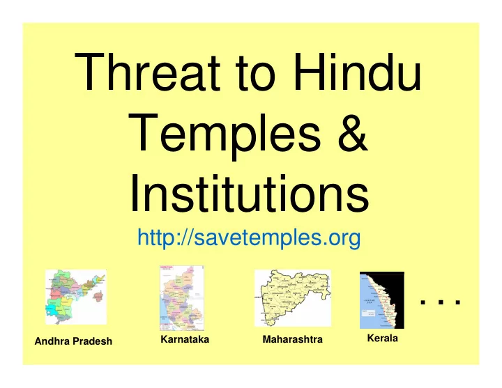 threat to hindu temples institutions