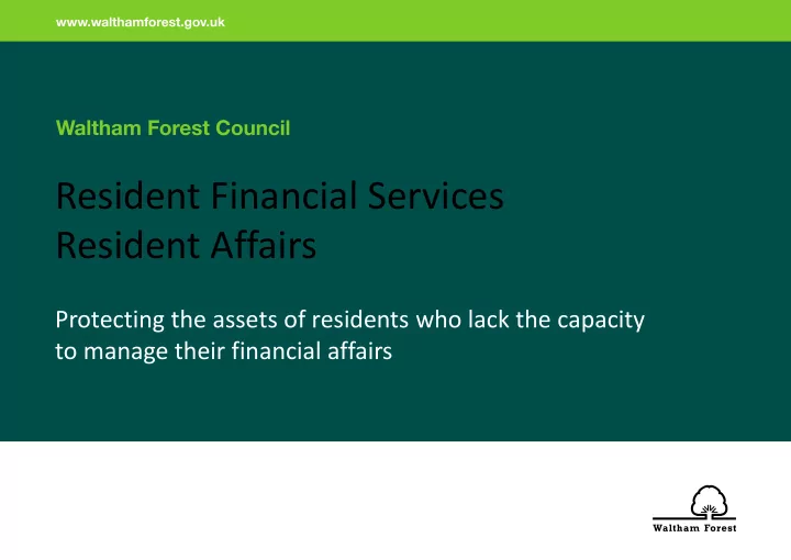 resident financial services